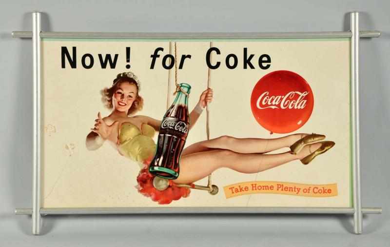 Appraisal: Cardboard Coca-Cola Poster Description Complete with original aluminum framework Nice