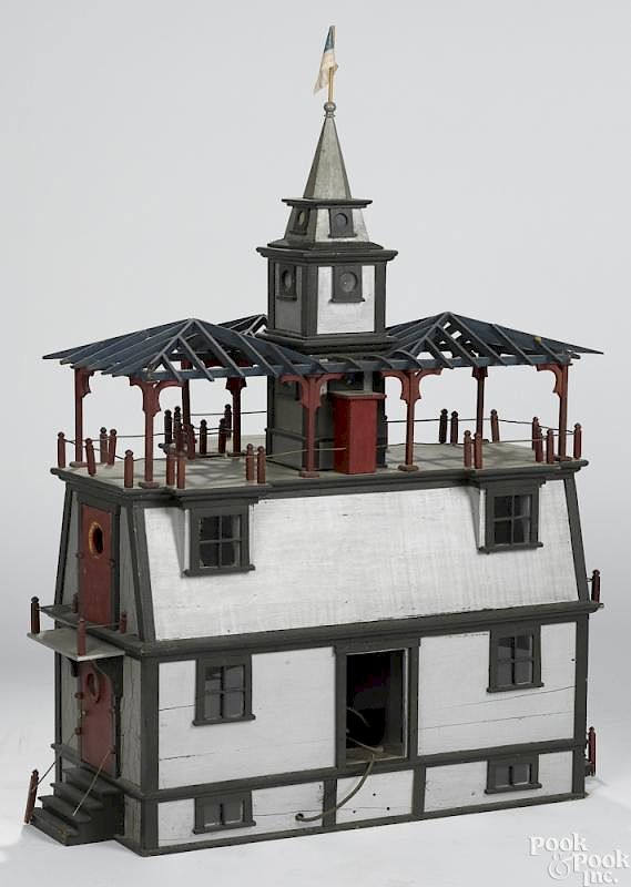 Appraisal: Architectural painted wood doll house model Architectural painted wood doll