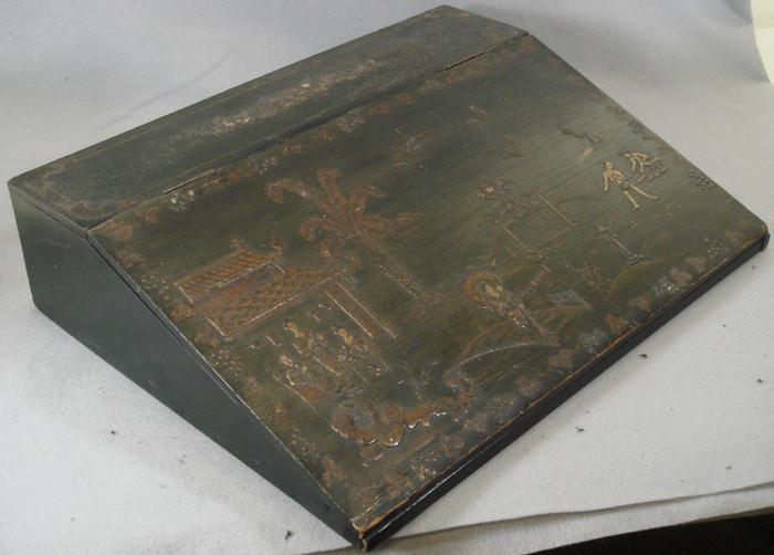 Appraisal: Chinoiserie decorated Georgian lap desk plain interior with compartments with