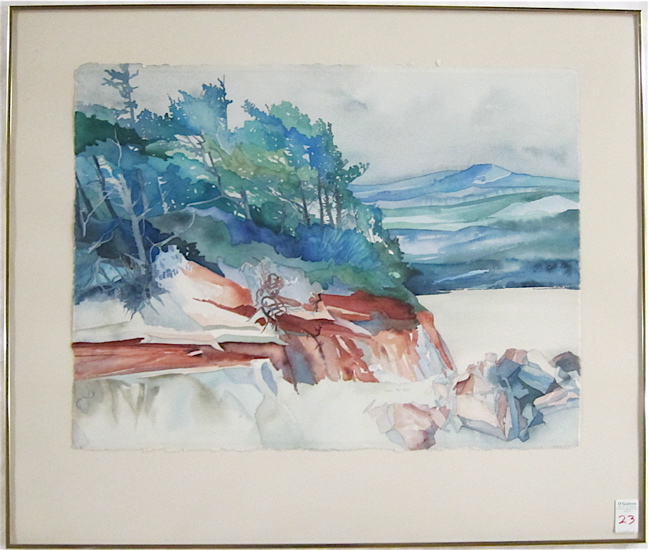 Appraisal: JOAN METCALF WATERCOLOR ON PAPER Oregon born Coastal landscape Image