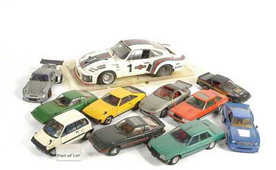 Appraisal: Plastic kitbuilt Cars To include Tamiya Porsche Turbo - large