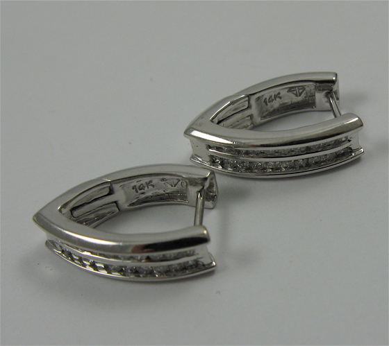 Appraisal: PAIR OF DIAMOND AND K WHITE GOLD EARRINGS each set