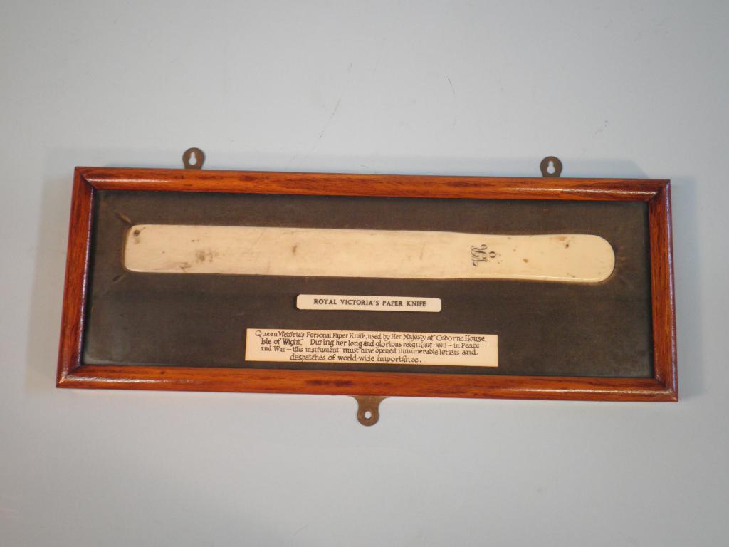 Appraisal: A Victorian bone paper knife or page turner inscribed 'VR