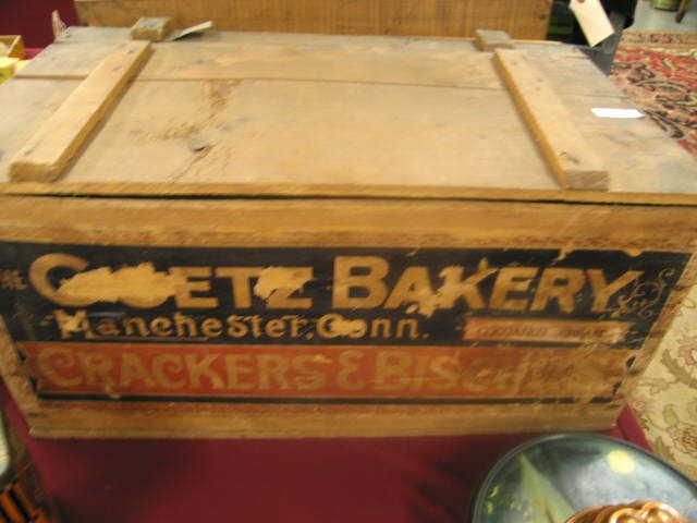 Appraisal: Victorian Wooden Box Goetz Bakery Crackers Biscuits