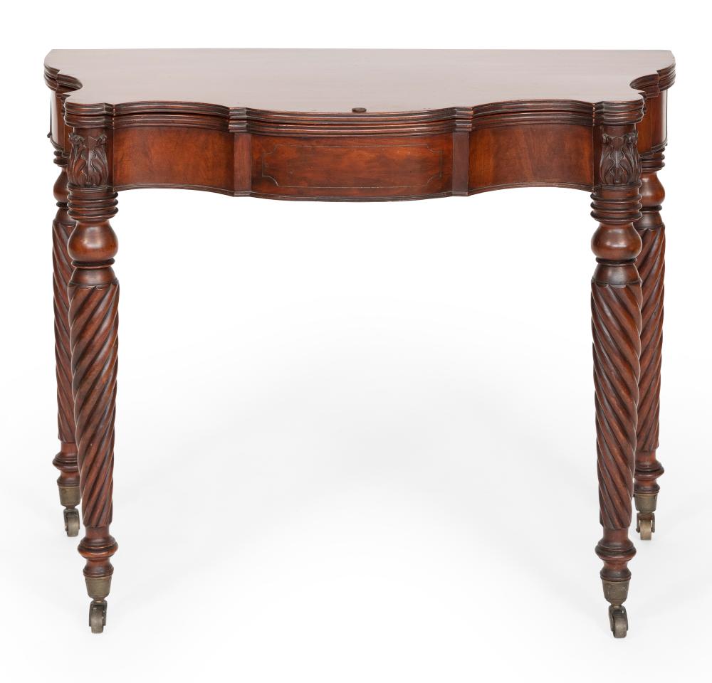 Appraisal: SHERATON SERPENTINE-FRONT CARD TABLE MID- TH CENTURY HEIGHT WIDTH DEPTH