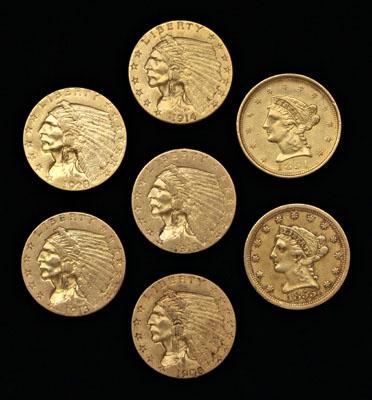 Appraisal: Seven U S - gold coins two Liberty type AU