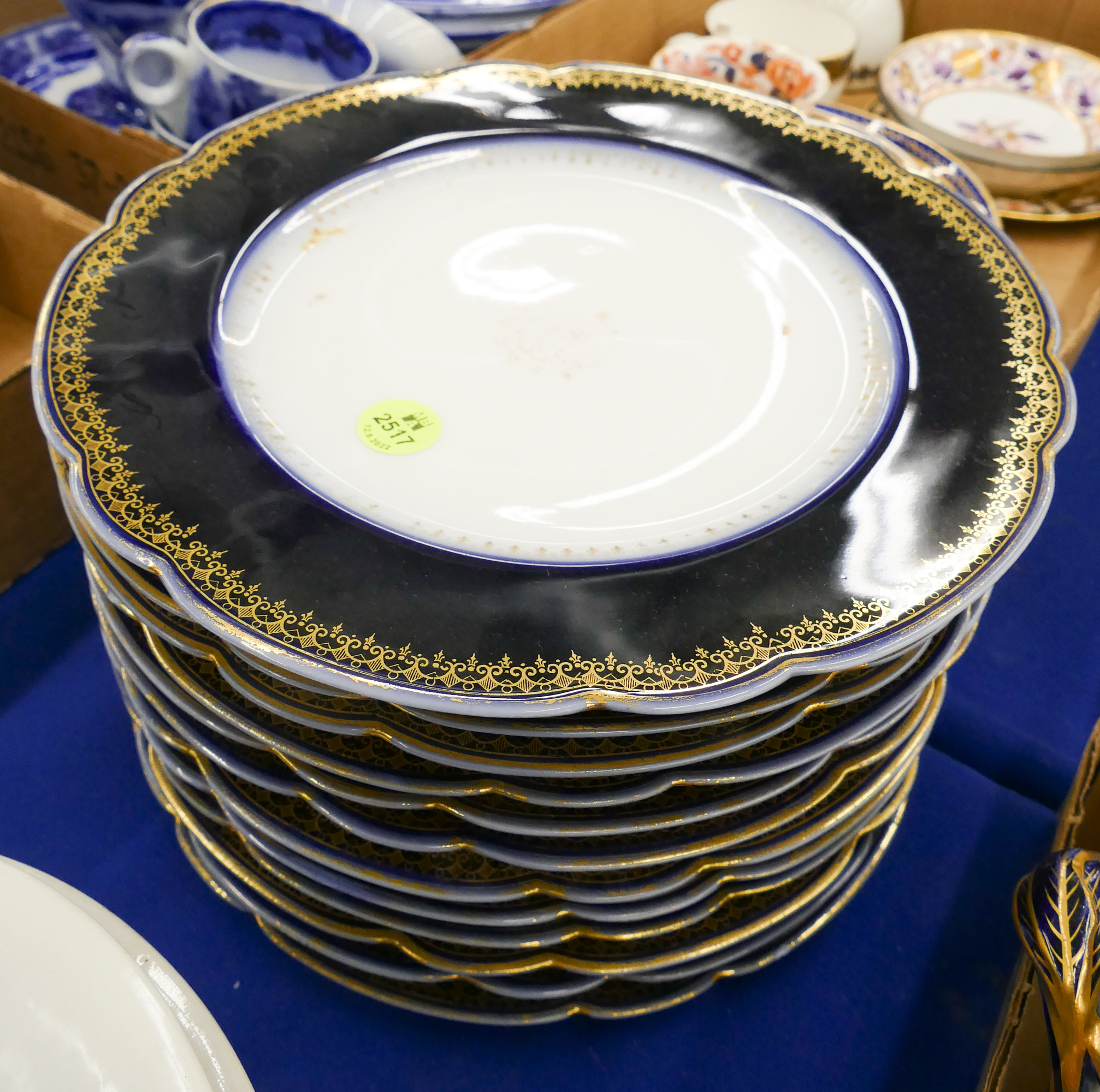 Appraisal: Set pc R B France Gilt Cobalt Porcelain Plates- ''