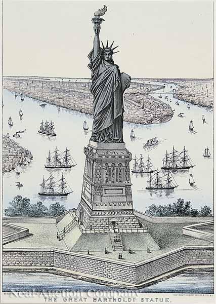 Appraisal: After Currier and Ives The Great Bartholdi Statue lithograph in