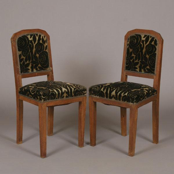 Appraisal: Pair Art Deco side chairs with rose damask upholstery H