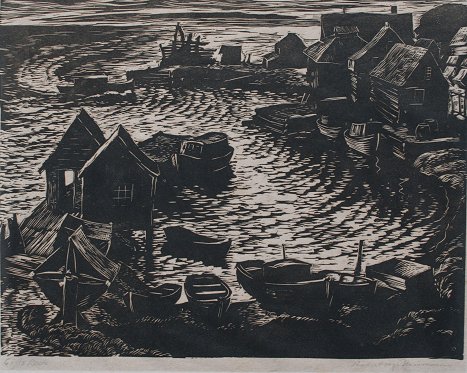 Appraisal: NEUMANN Robert Von American - ''Gills Rock'' Woodcut '' x