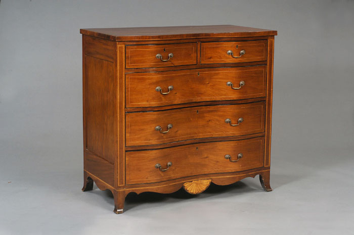 Appraisal: BALTIMORE FEDERAL INLAID MAHOGANY OXBOW CHEST OF DRAWERS The rectangular