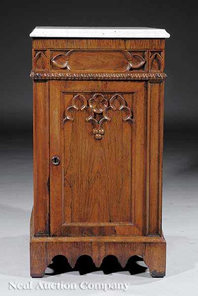 Appraisal: A Fine American Gothic Rosewood Commode c marble top above