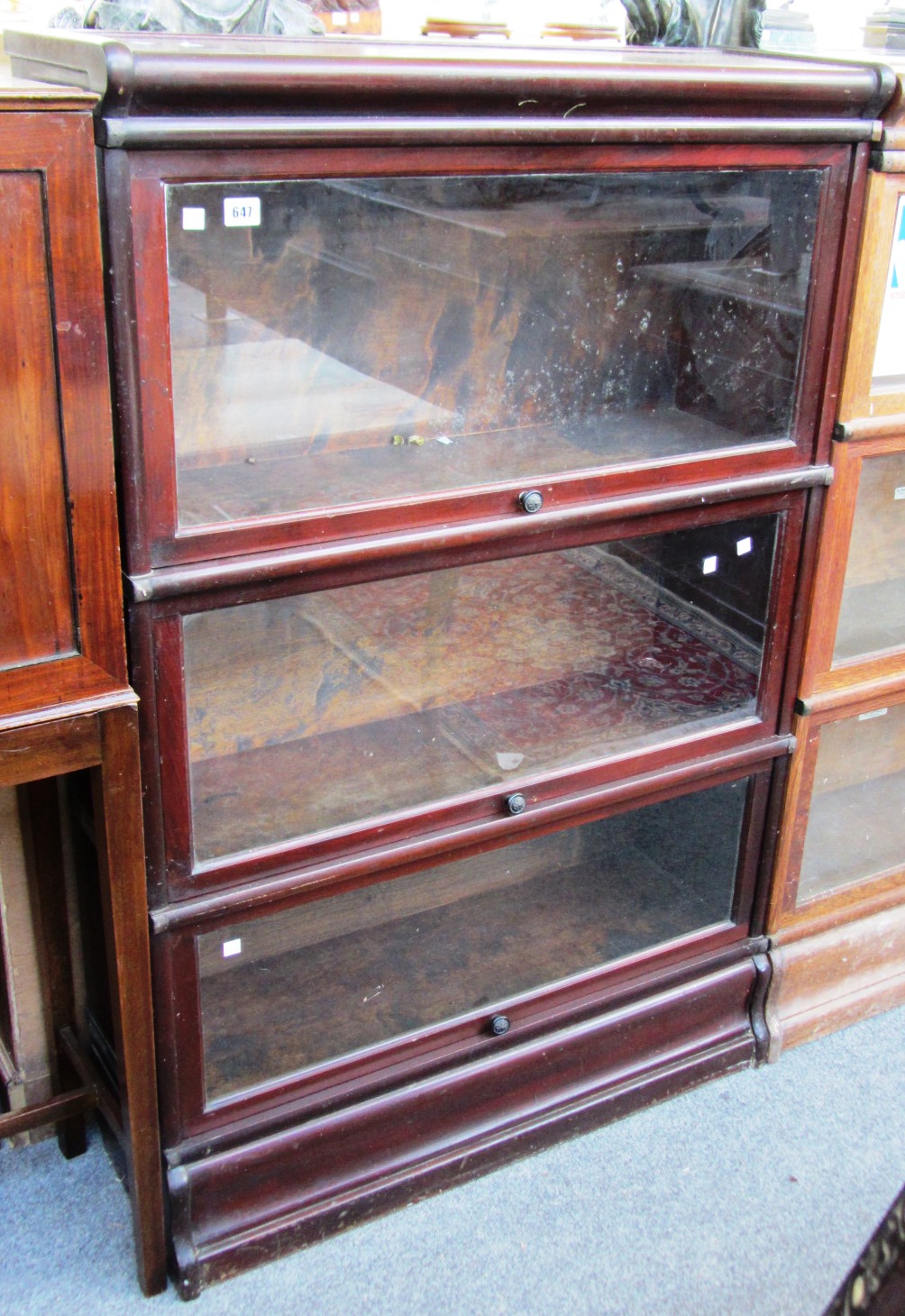 Appraisal: A Globe Wernicke three section mahogany bookcase cm wide