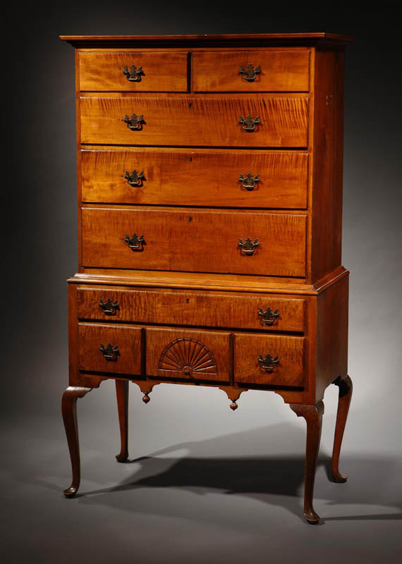 Appraisal: An American Queen Anne maple highboy An American Queen Anne