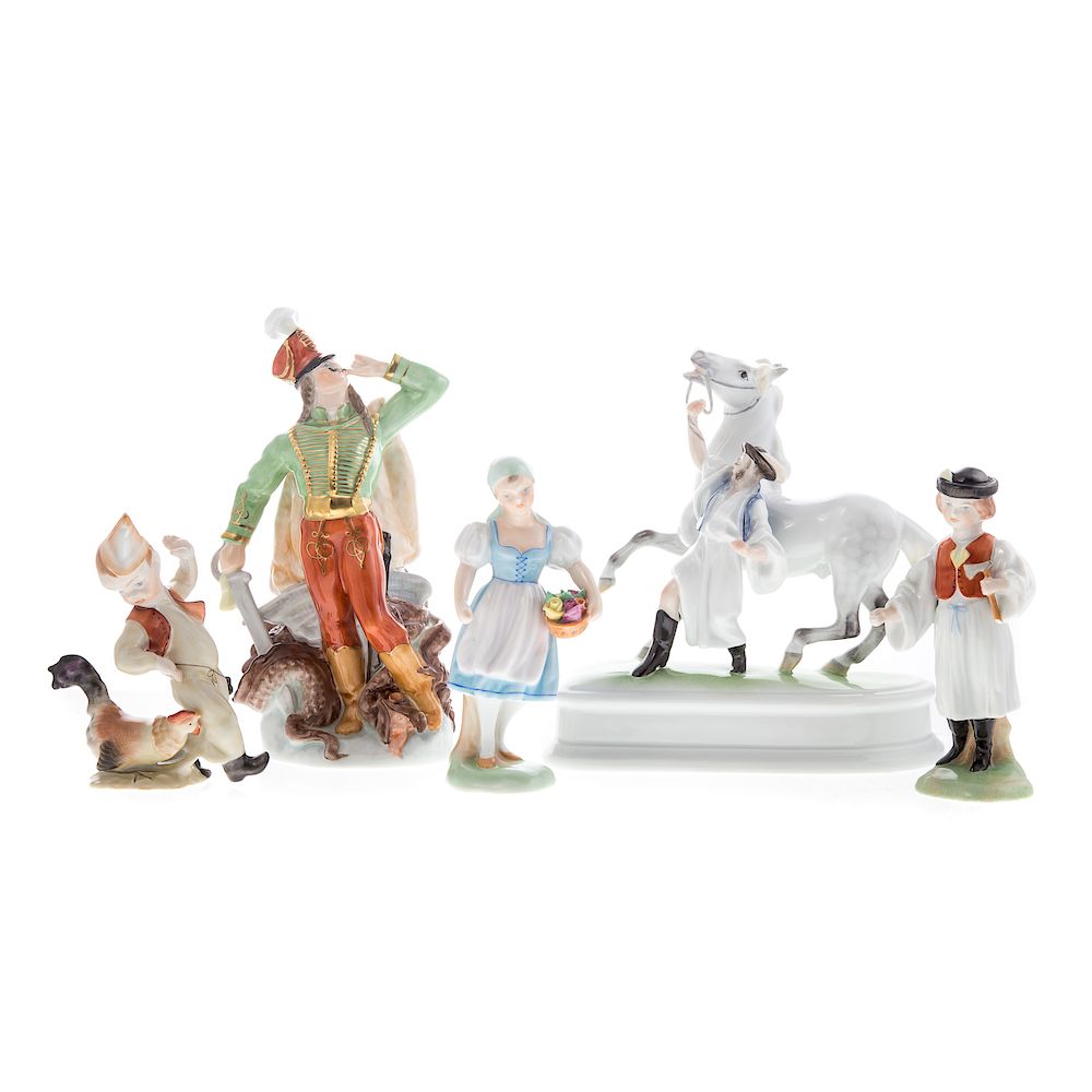 Appraisal: Five Herend porcelain figures includes Saint George and Dragon in