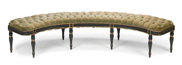 Appraisal: A Regency style parcel gilt ebonized window bench th century