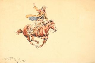 Appraisal: Charles M Russell - Range Rider watercolor and ink on