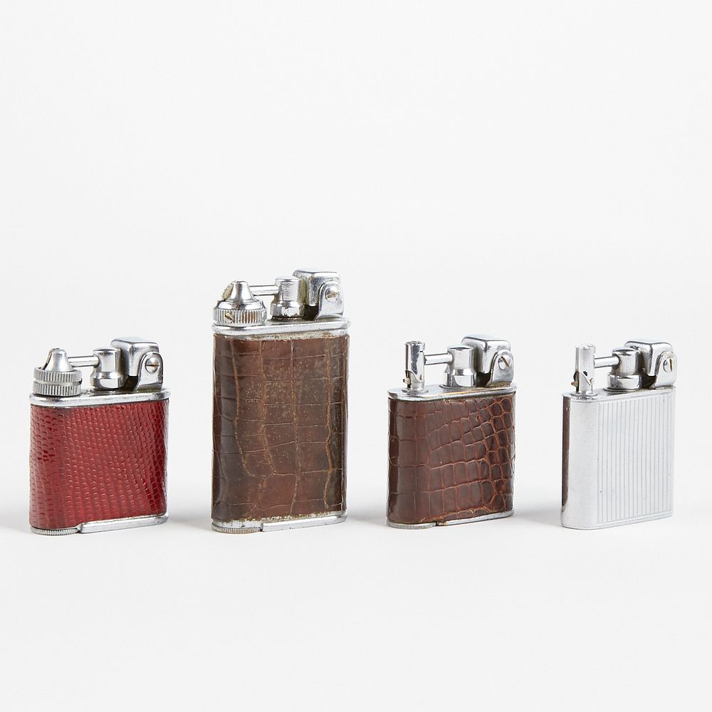 Appraisal: Grp Lancel Swing Arm Lighters Leather Wrapped Lancel France Group