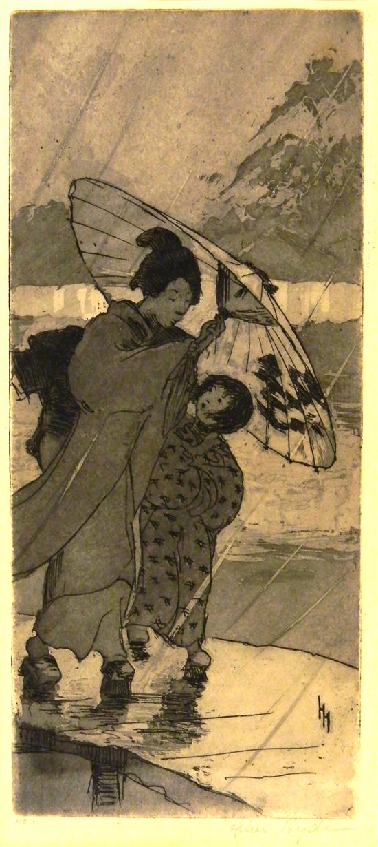 Appraisal: Helen Hyde American - etching and aquatint ''Rainy Night'' signed