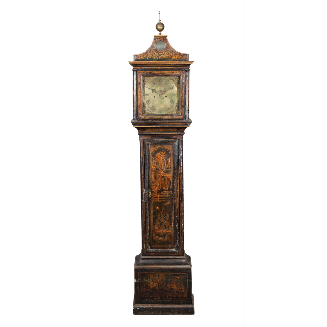 Appraisal: George II Black Japanned and Parcel Gilt Longcase Clock The