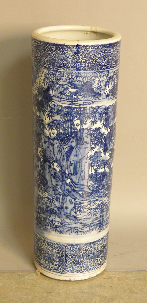 Appraisal: Japanese Imari umbrella stand ca depicting a landscape of gentlemen