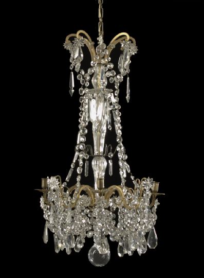 Appraisal: Northern European Gilt-Brass and Cut Glass Four-Light Chandelier first quarter