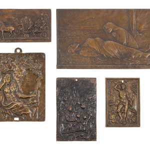 Appraisal: A Group of Five Bronze Plaquettes comprising a Spanish example