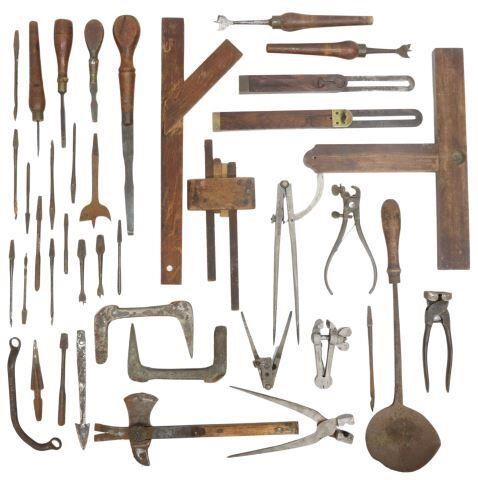 Appraisal: lot Antique woodworking and other tools th c highlights include