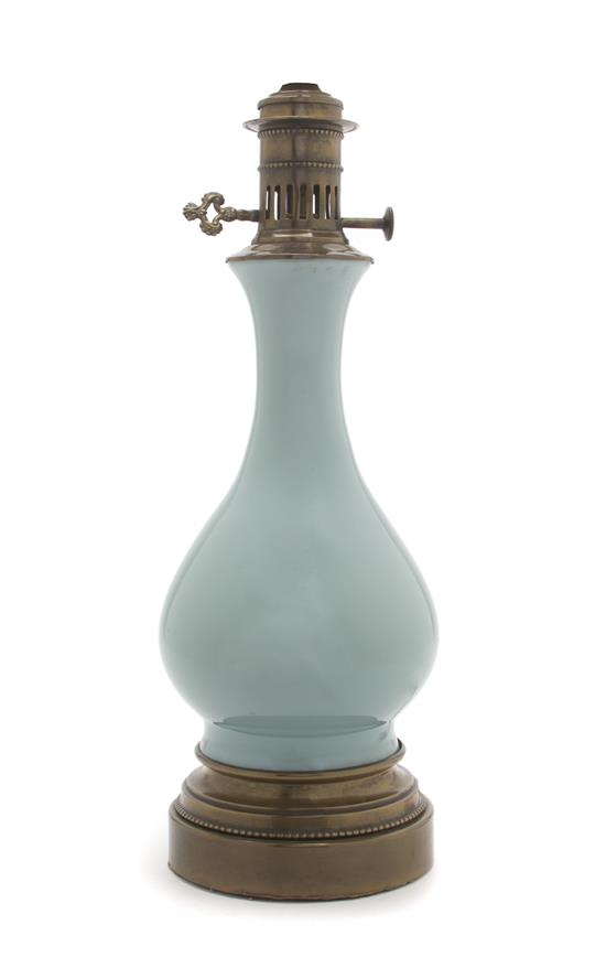 Appraisal: Sale Lot A French Celadon Glass Vase of bottle form