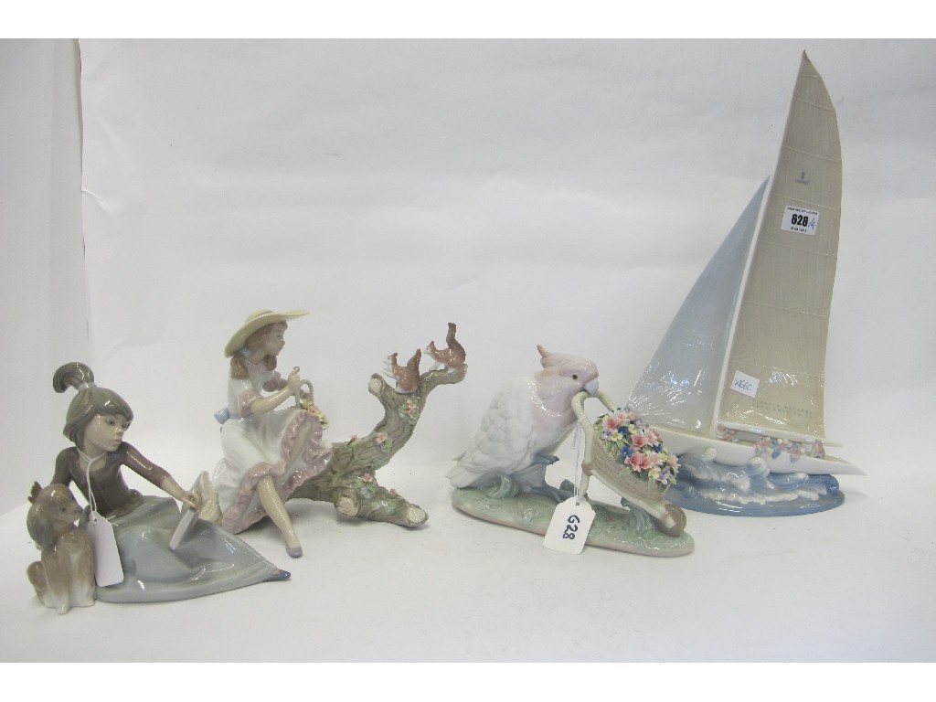 Appraisal: Lladro model of a sailing ship and three other Lladro