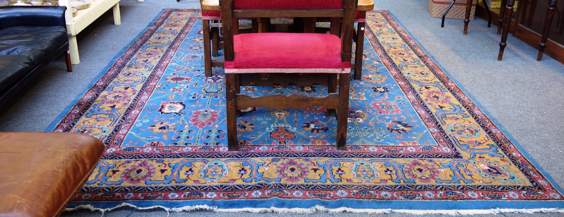 Appraisal: A Sparta carpet Turkish the pale indigo field with an