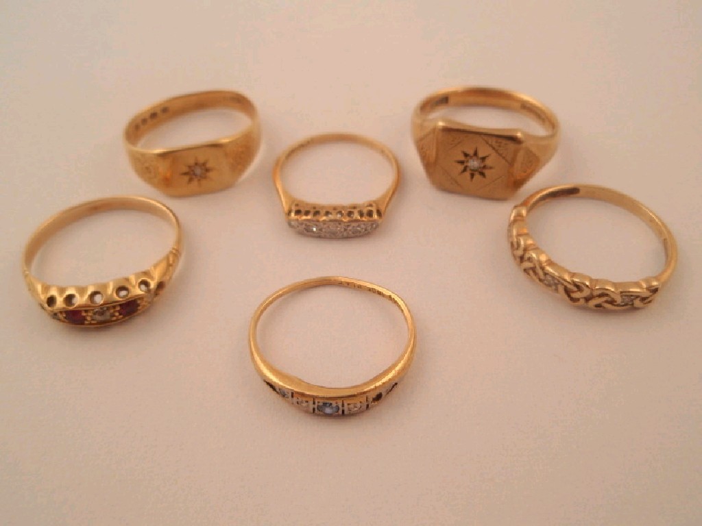 Appraisal: Six stone set rings various grades