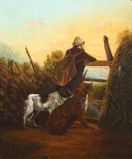 Appraisal: Painting Old Dogs Continental School th century Old Dogs oil