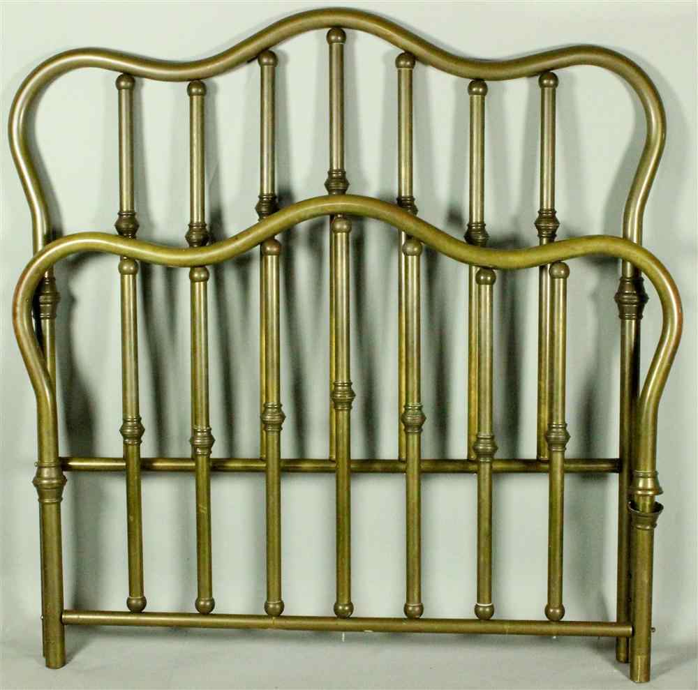 Appraisal: AMERICAN OR ENGLISH BRASS BED having a shaped brass headboard