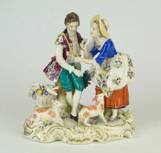 Appraisal: Early th Century Japanese Moriyama Meissen-style Painted Porcelain Figural Group