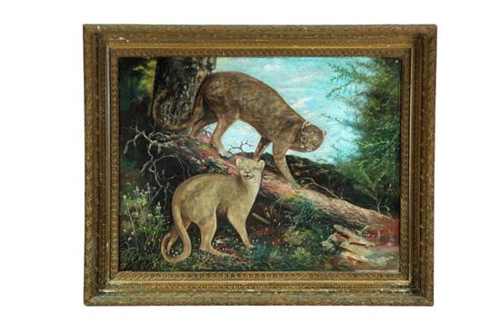 Appraisal: TWO MOUNTAIN LIONS AMERICAN SCHOOL LATE TH CENTURY Oil on