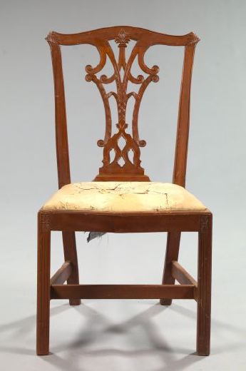 Appraisal: Chippendale-Style Carved Mahogany Sidechair early th century the back with