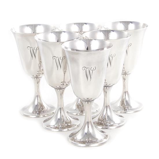 Appraisal: Gorham Puritan pattern sterling goblet set circa engraved with initial