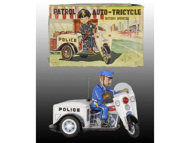 Appraisal: Japanese Battery-Op Patrol Motorcycle Toy w Box Description Original box