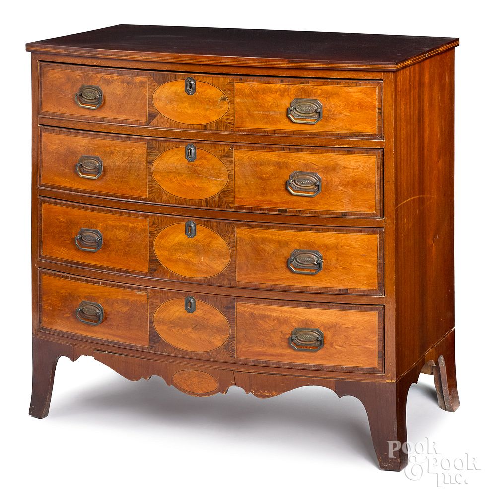 Appraisal: New England Federal bowfront chest of drawers New England Federal