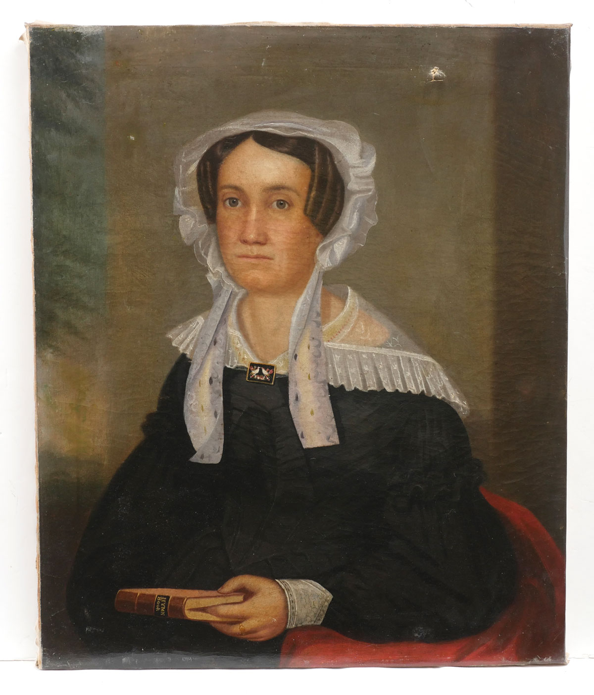 Appraisal: TH CENTURY AMISH PORTRAIT PAINTING Portrait of a Woman Holding