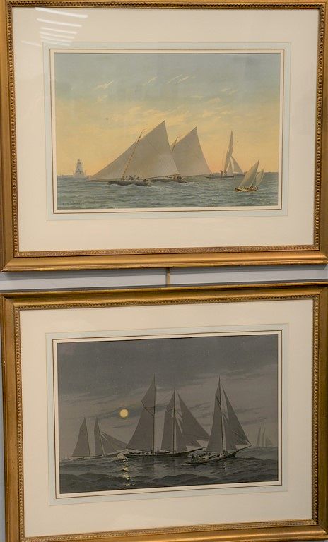 Appraisal: Pair of Frederic S Cozzens - colored lithographs Moon Lit