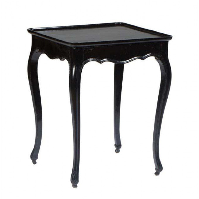 Appraisal: French Black Lacquer Carved Beech Louis XV Style Side Table