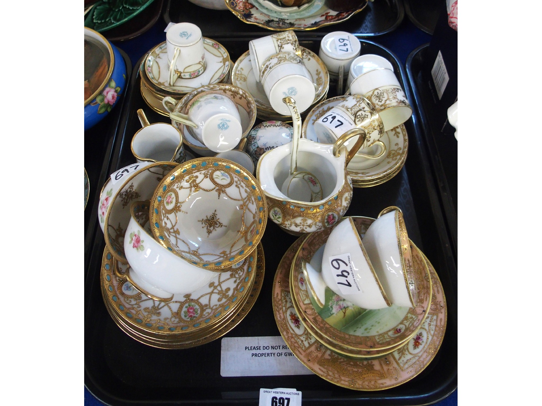 Appraisal: Tray comprising Noritake porcelain teacups saucers coffee cans etc