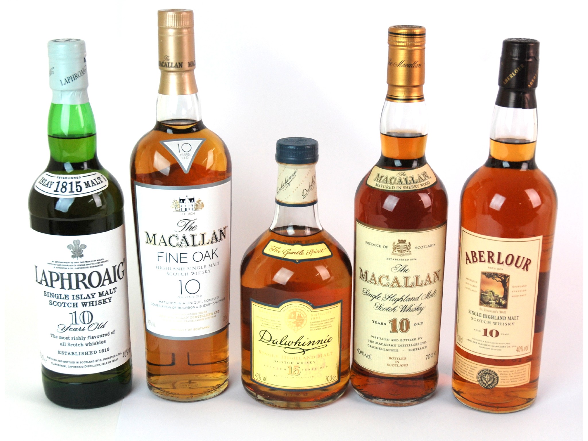 Appraisal: Five bottles of Malt WhiskyDalwhinnie year old Macallan year old