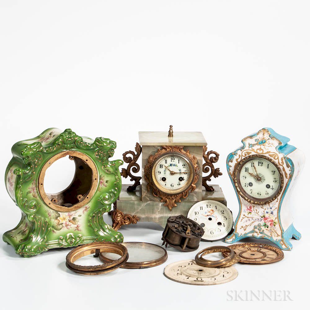 Appraisal: Three Shelf Clocks Three Shelf Clocks two eight-day French clocks