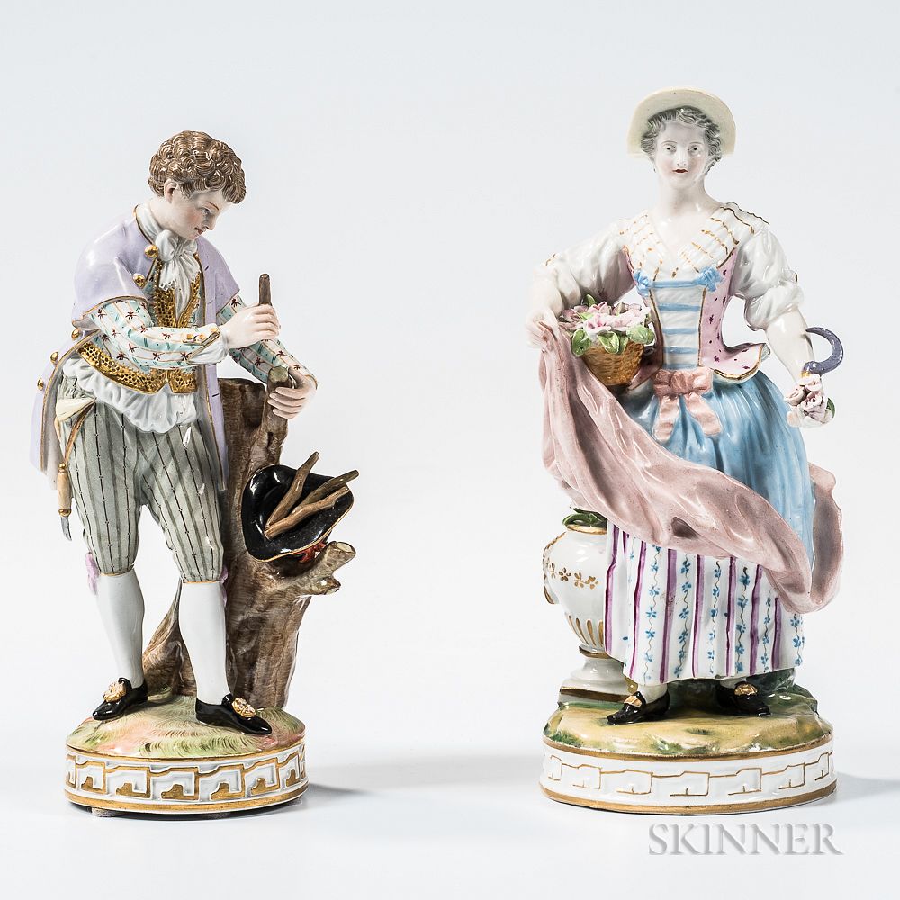 Appraisal: Meissen Porcelain Figures of a Man and Woman Meissen Porcelain