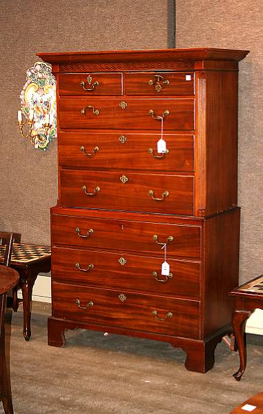 Appraisal: A George III style mahogany chest on chest mid th