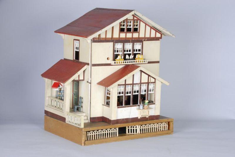 Appraisal: Gottschalk Dollhouse with Pull-Out Garden Germany ca Red roof Gottschalk