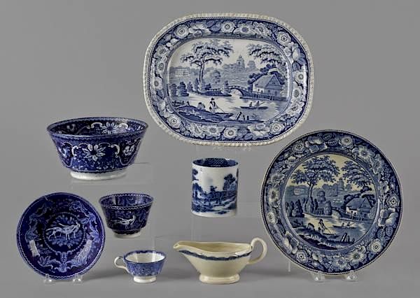 Appraisal: Ten pieces of blue and white porcelain th c to